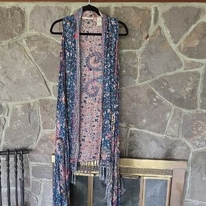 Soft Surroundings Blue and Pink Floral Vest